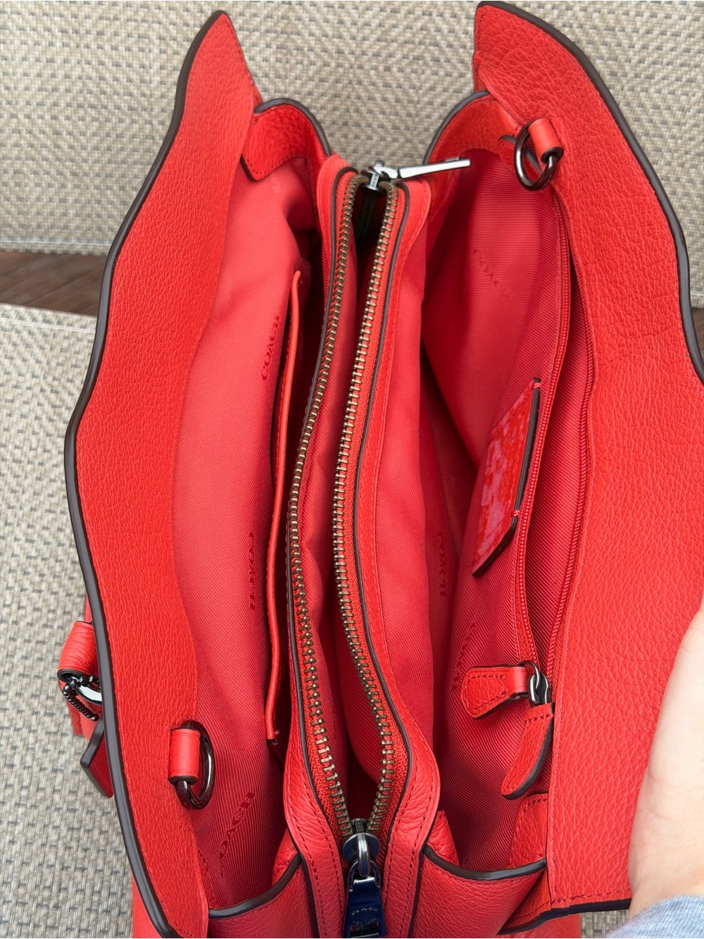 COACH Mercer 30 Satchel Crossbody Deep coral Pebble Grain Leather 37575 Handbag - Picture 8 of 9